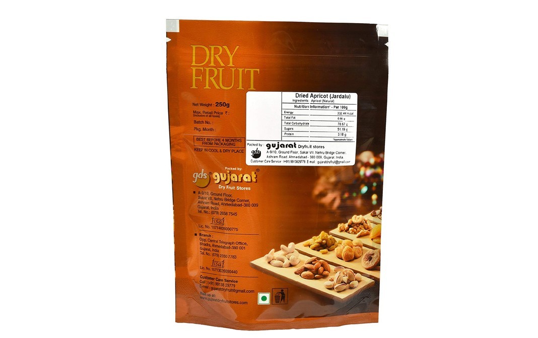 Gujarat Dry Fruit Stores Selected Dry Apricot (Jardalu)   Pack  250 grams